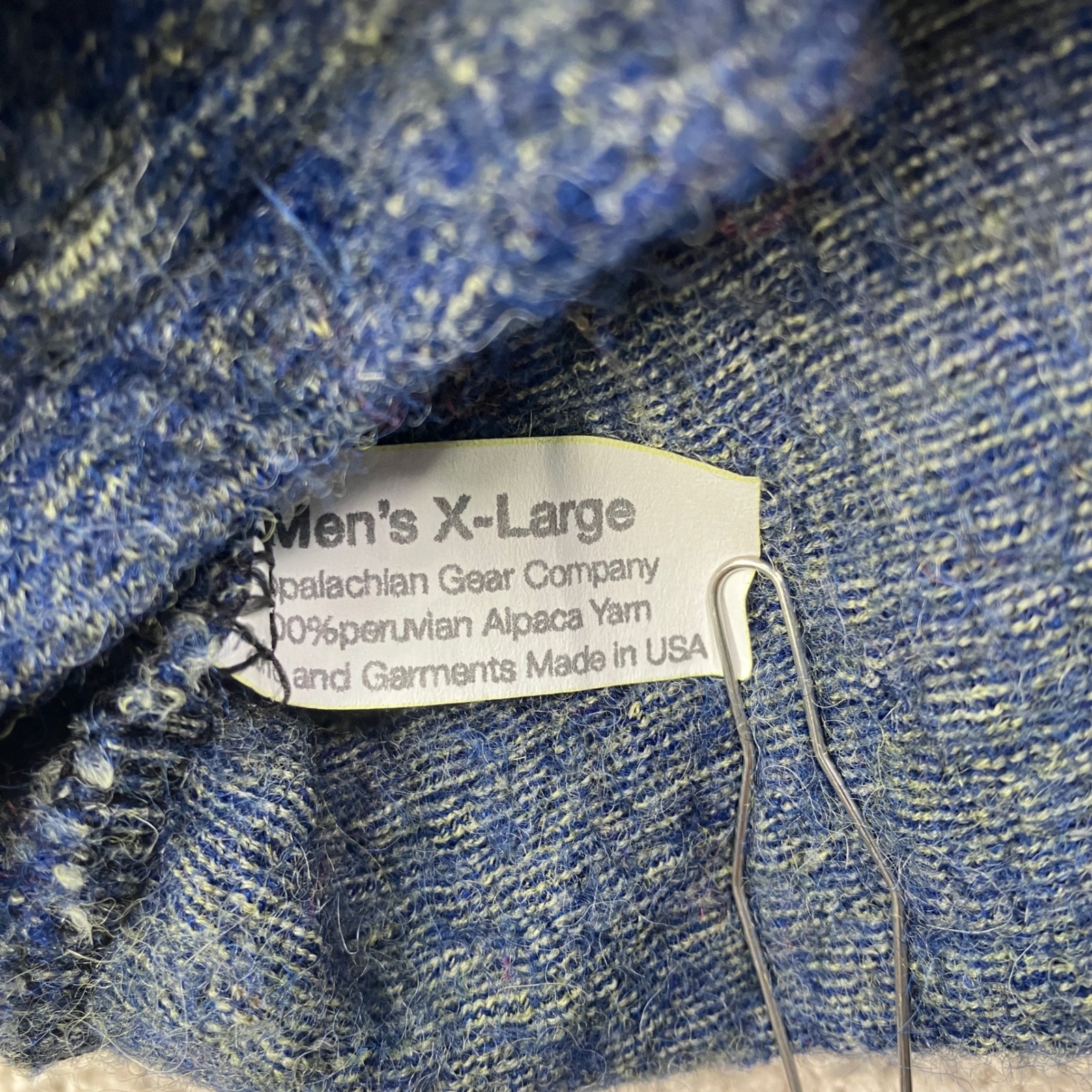 Appalachian Gear Company Men Xl Hoodie Blue All-Paca Alpaca Wool Made In Usa — image 3 of 6